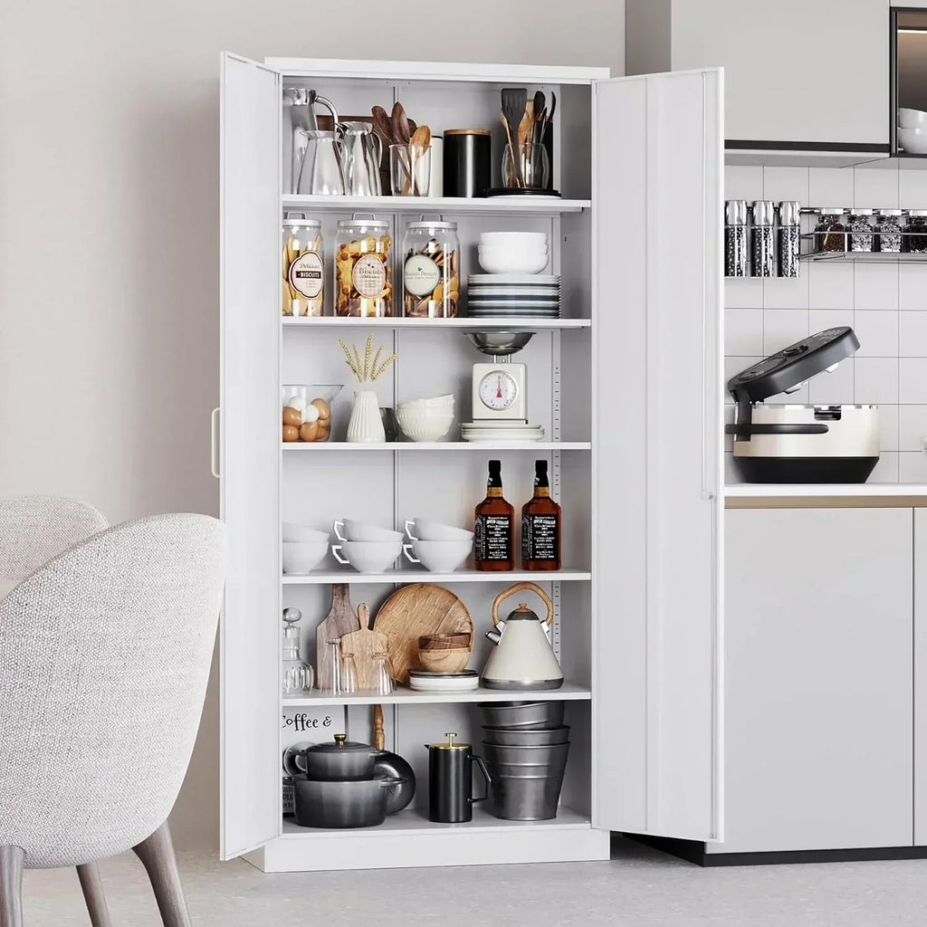 Metal Storage Cabinet with 2 Doors and 6 Shelves Black Metal Cabinet Garage Storage Cabinet wourant