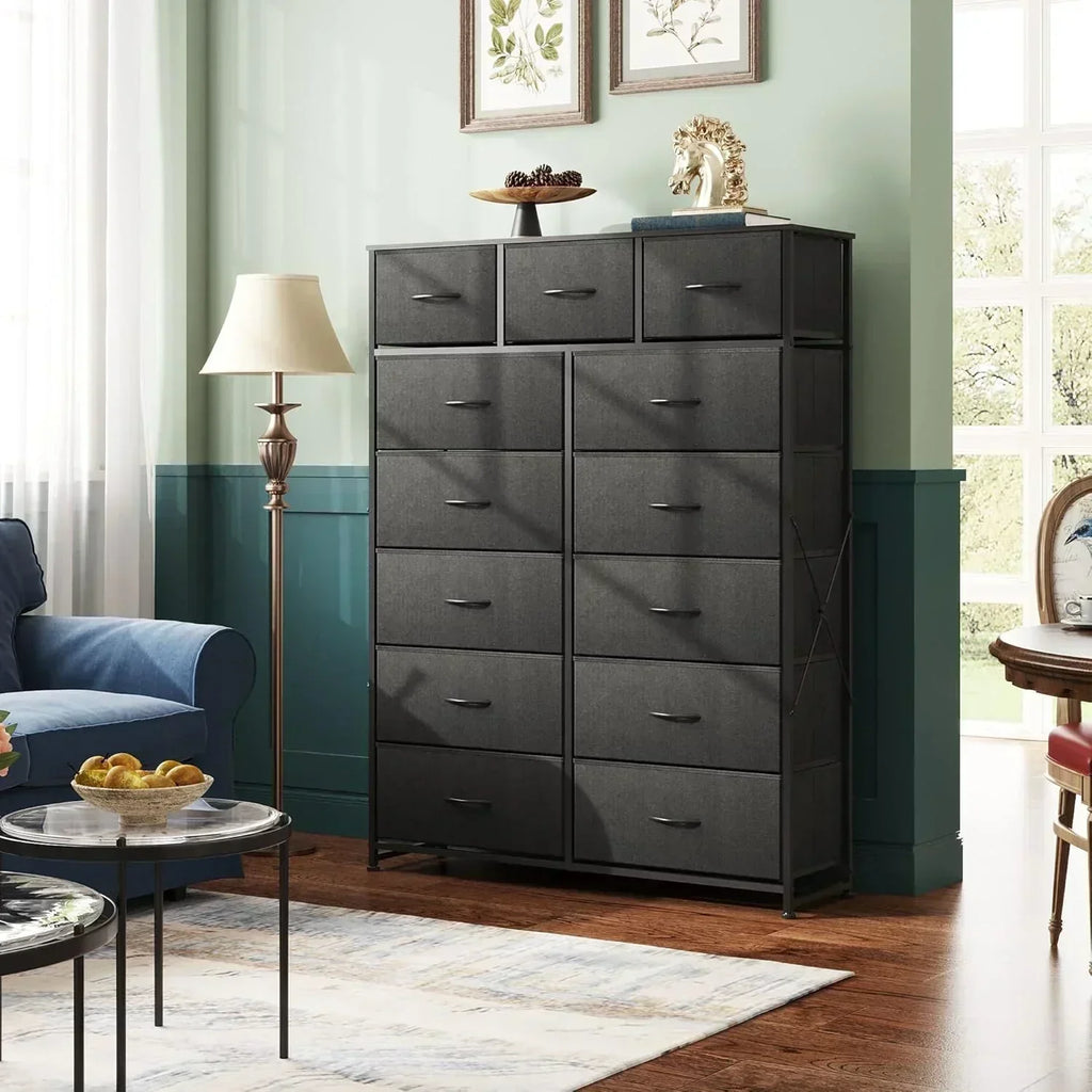 WLIVE Storage Organizer Unit with 13 Fabric Bins Storage Drawers Organizer with Steel Frame wourant