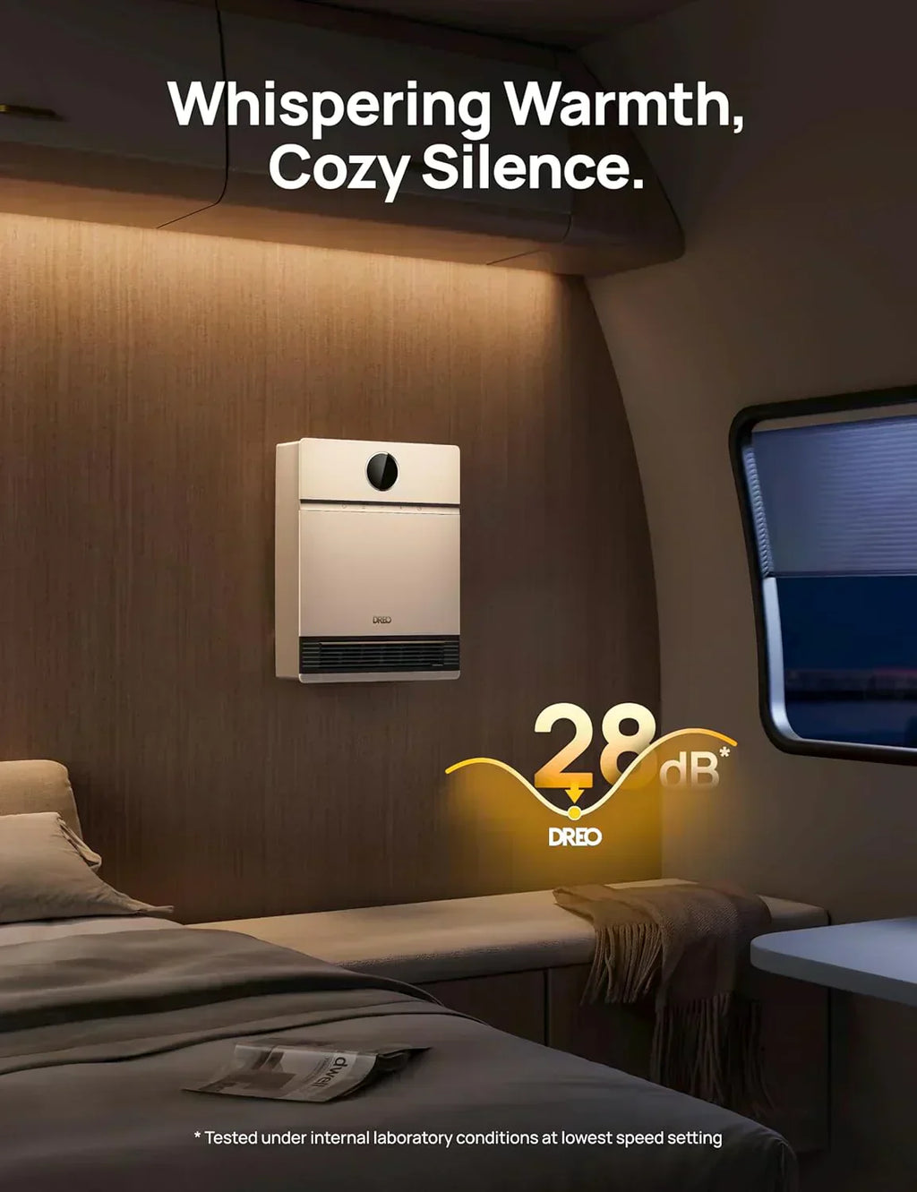 Smart wall-mounted heater for indoor use with adjustable thermostat and remote control wourant