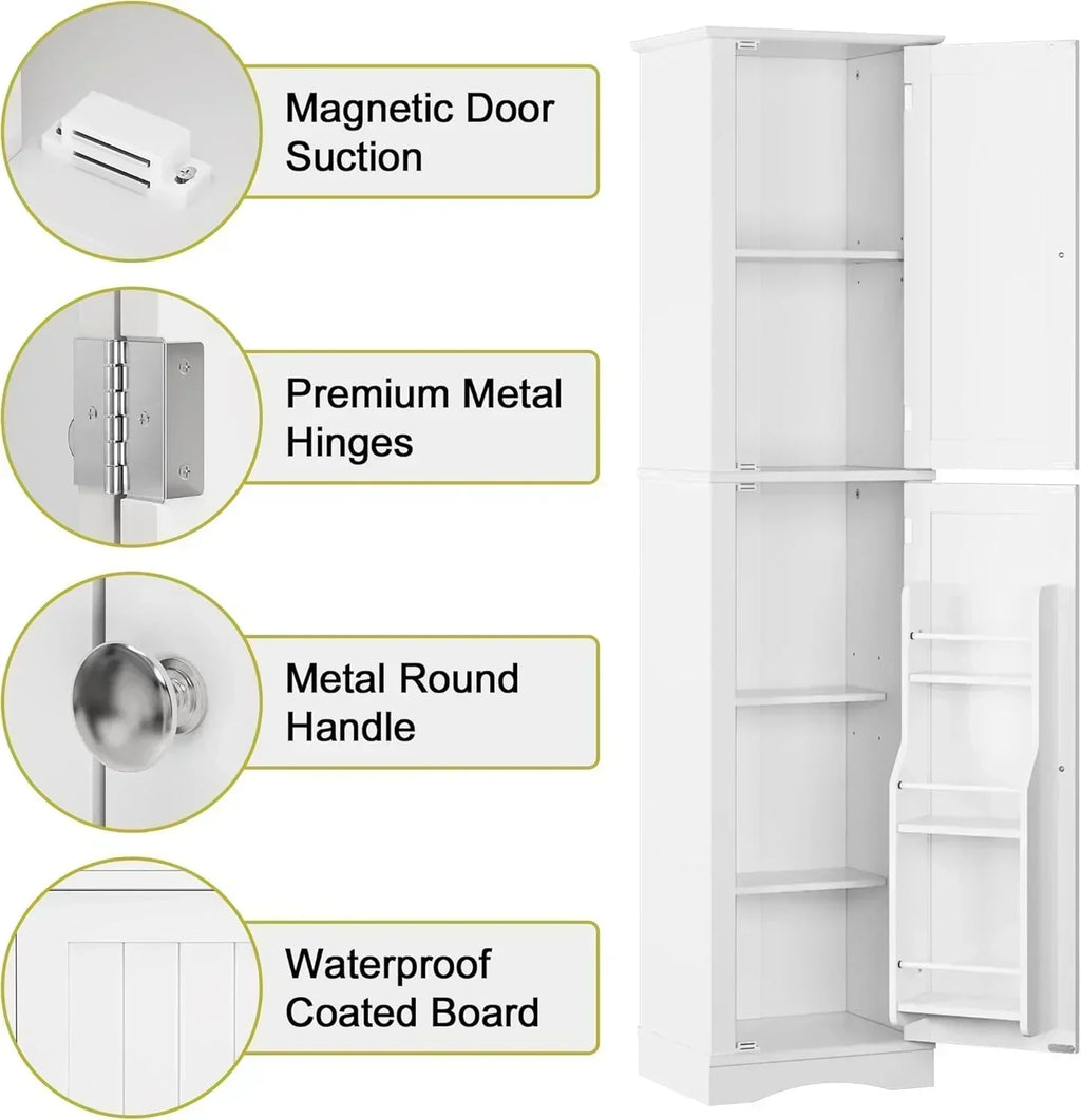 Tall Pantry Cabinet Freestanding Storage Cabinet Wooden Kitchen Pantry with 4 Doors wourant