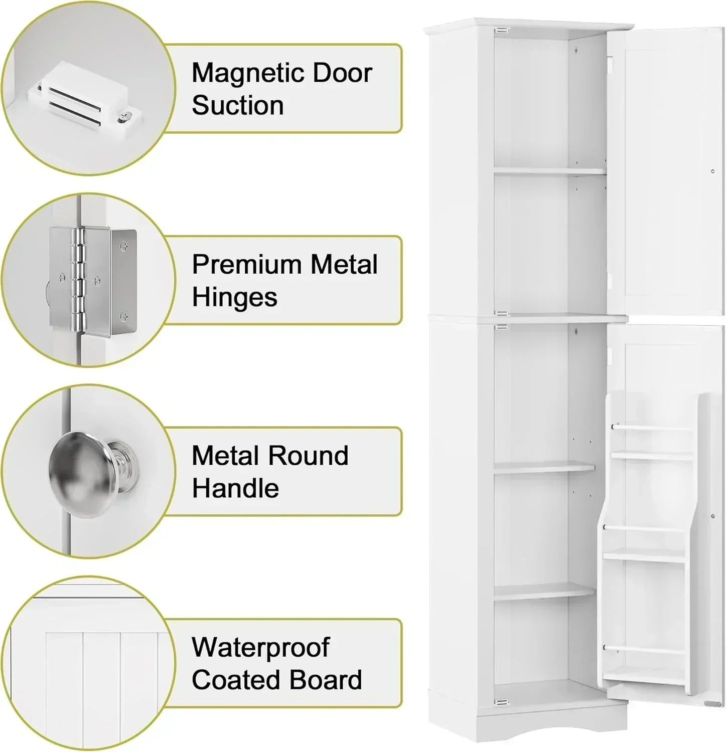Tall Pantry Cabinet Freestanding Storage Cabinet Wooden Kitchen Pantry with 4 Doors wourant