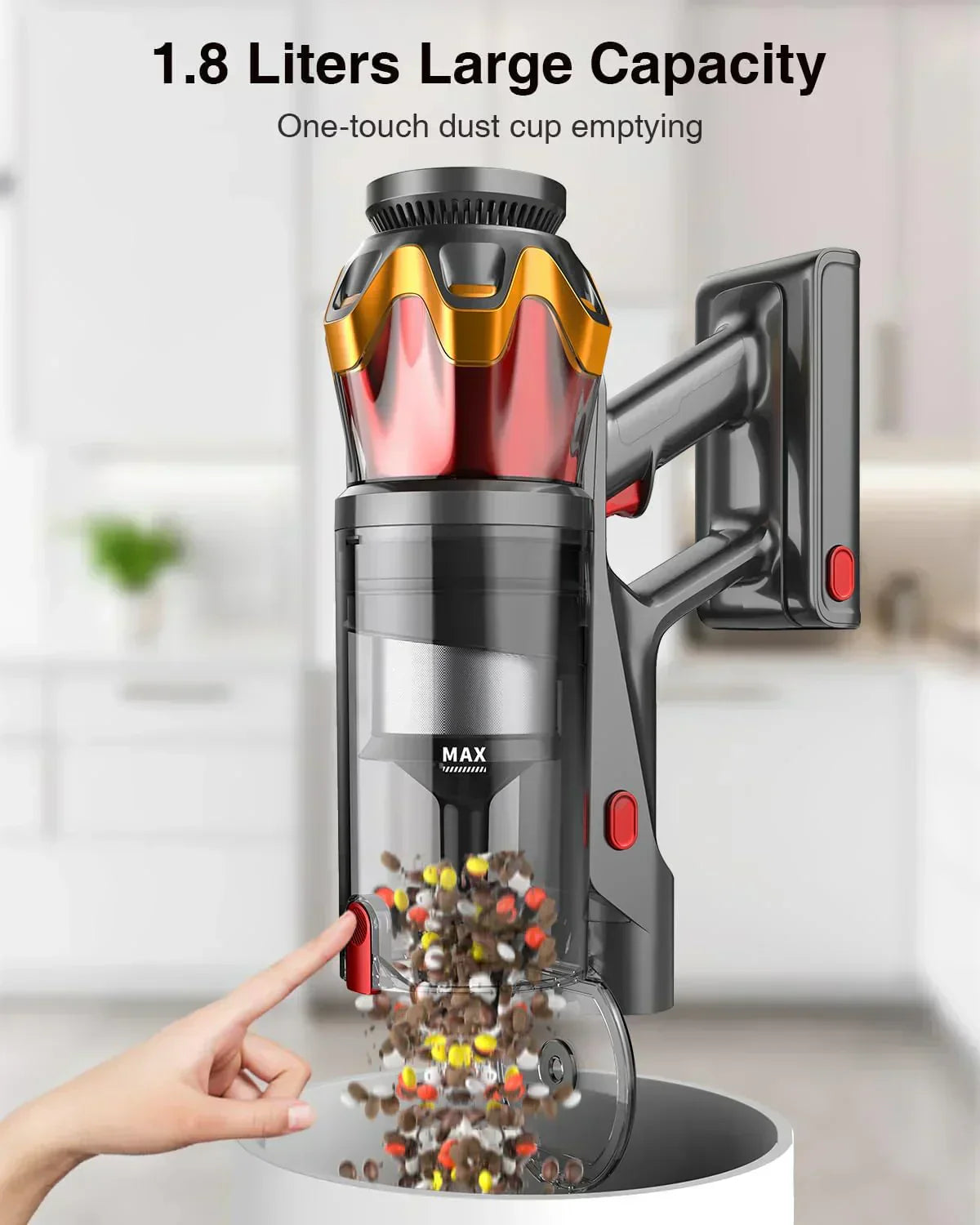 Cordless Vacuum Cleaner 580W 48KPA 65Mins Vacuum Cleaners for Home Self-Standing Stick Vacuum wourant