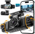 Channel Dash Cam 360° View 1080P Front and Rear Interior Car Left and Right Dash Cam wourant