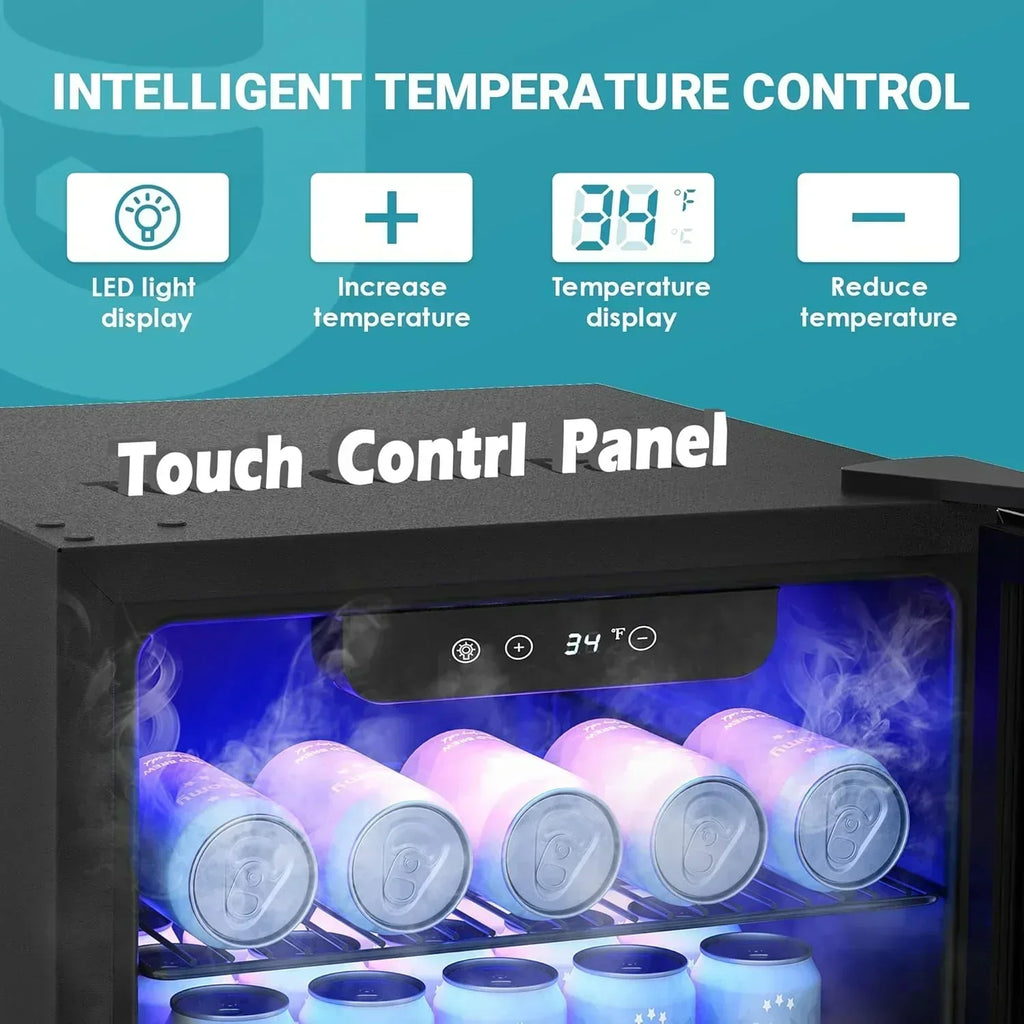 EUHOMY Beverage Refrigerator Cooler 130 Can Mini Fridge with Glass Door Beverage Cooler wourant