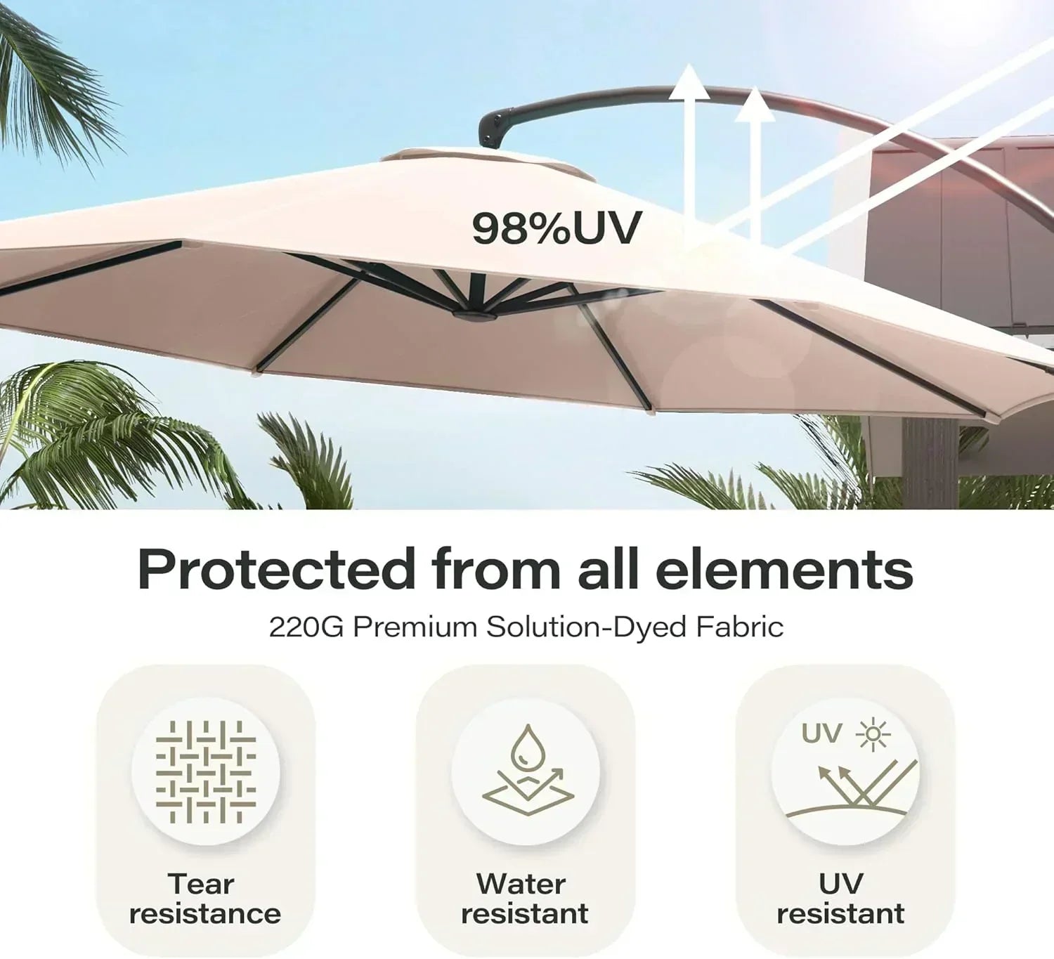 LAUSAINT HOME Outdoor Patio Umbrella with Base included 11 FT Deluxe Curvy Cantilever Umbrella wourant