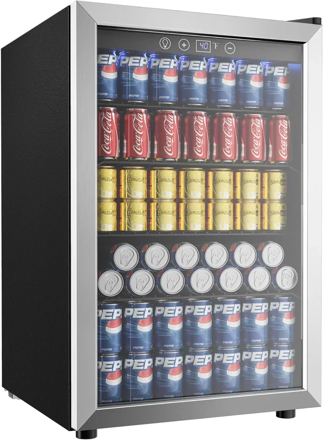 EUHOMY Beverage Refrigerator Cooler 130 Can Mini Fridge with Glass Door Beverage Cooler wourant