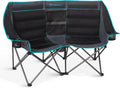Double Camping Chair Cooler 3-Person Folding Extra Large Camping Chair 1000-Pound Capacity wourant