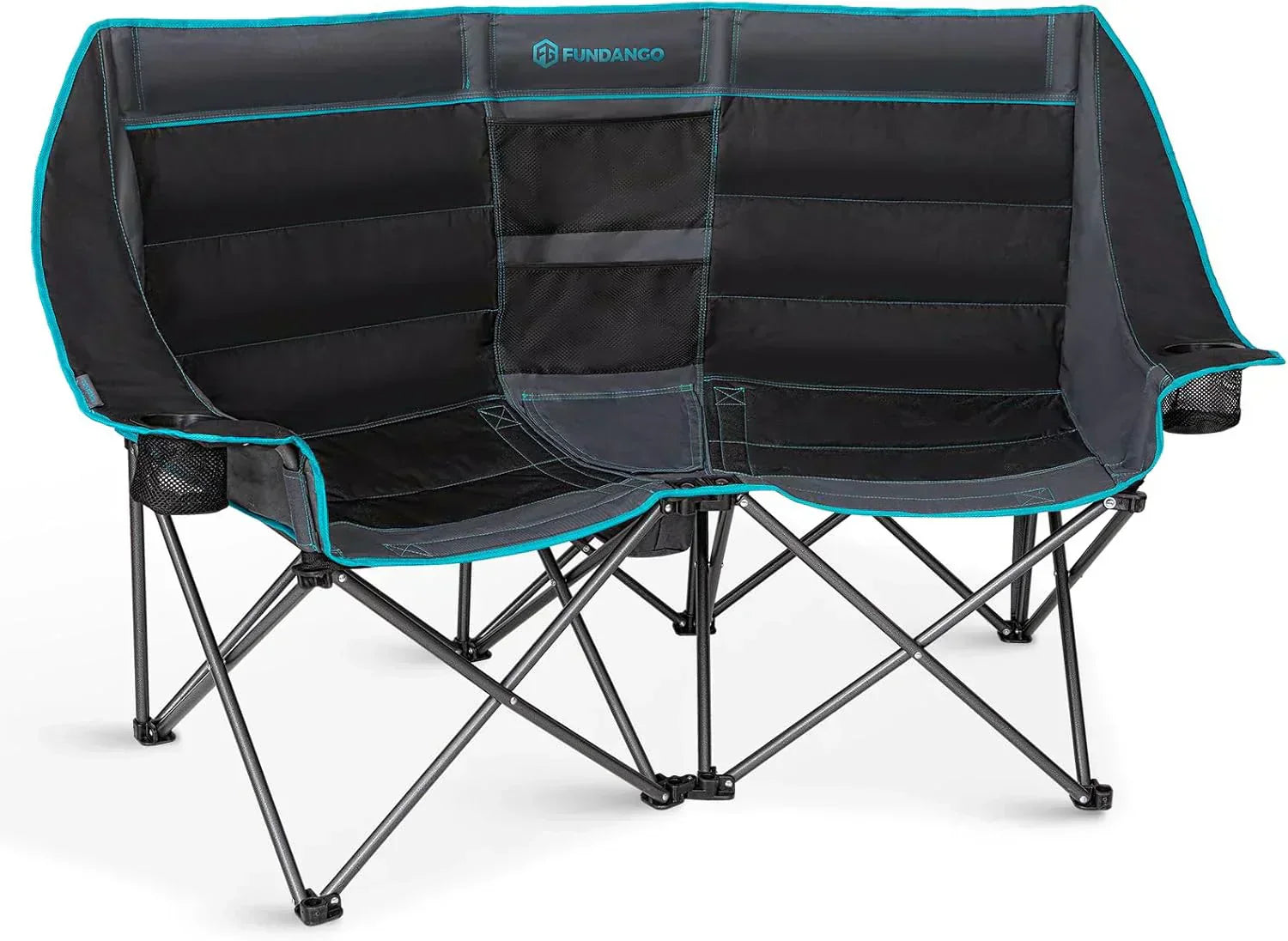 Double Camping Chair Cooler 3-Person Folding Extra Large Camping Chair 1000-Pound Capacity wourant