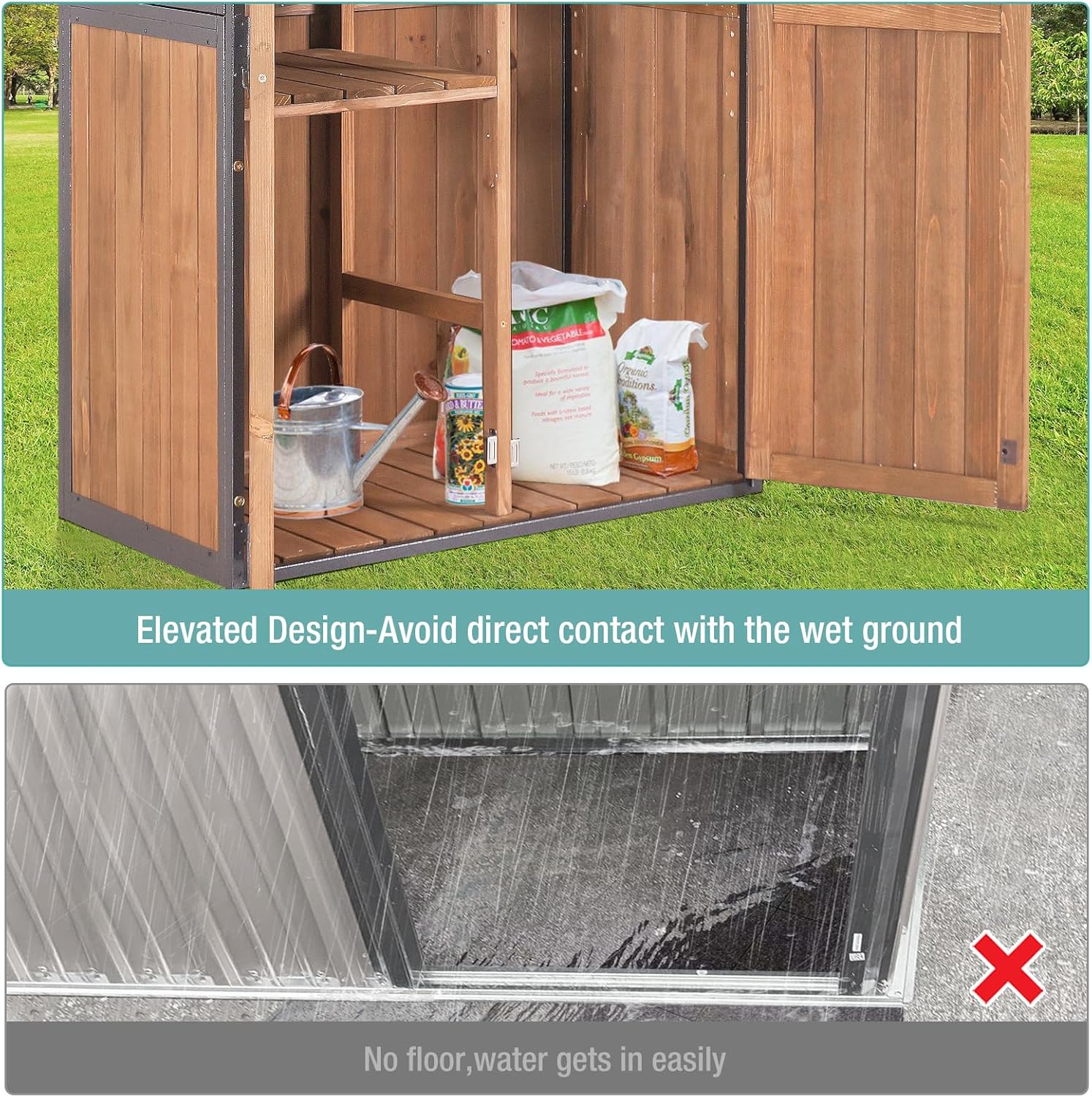 Sheds Outdoor Storage Garden Shed with Metal Frame Structure Adjustable Shelves Capacity Storage wourant