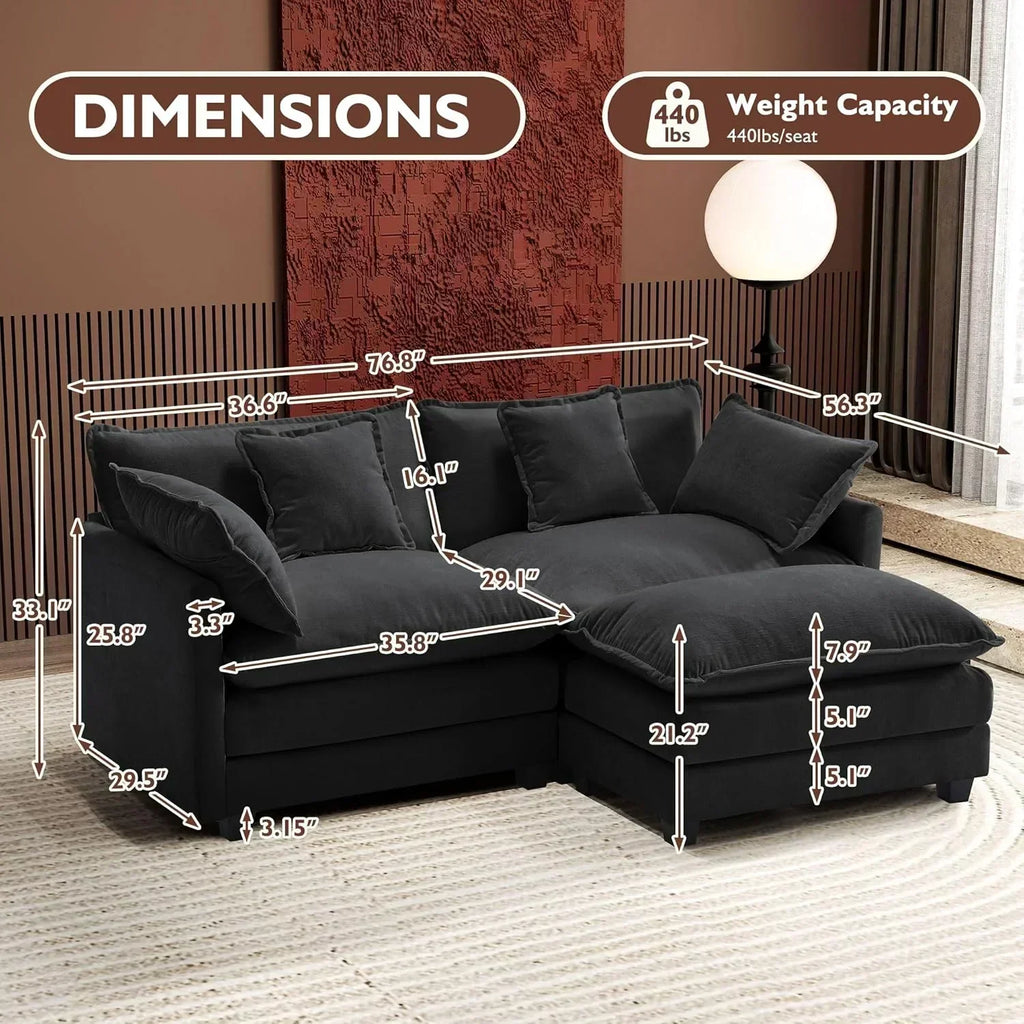 ihanherry 146-inch U-shaped modern sofa modular area cloud sofa wourant