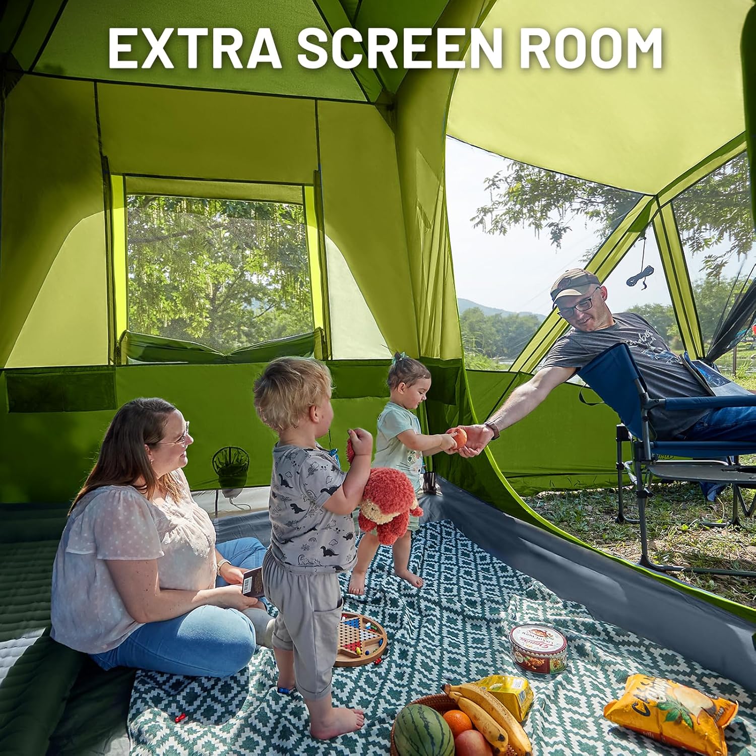 TIMBER RIDGE 5-9 Person SUV Tent with Screen Porch and Awning for Family Camping Weather Resistant wourant