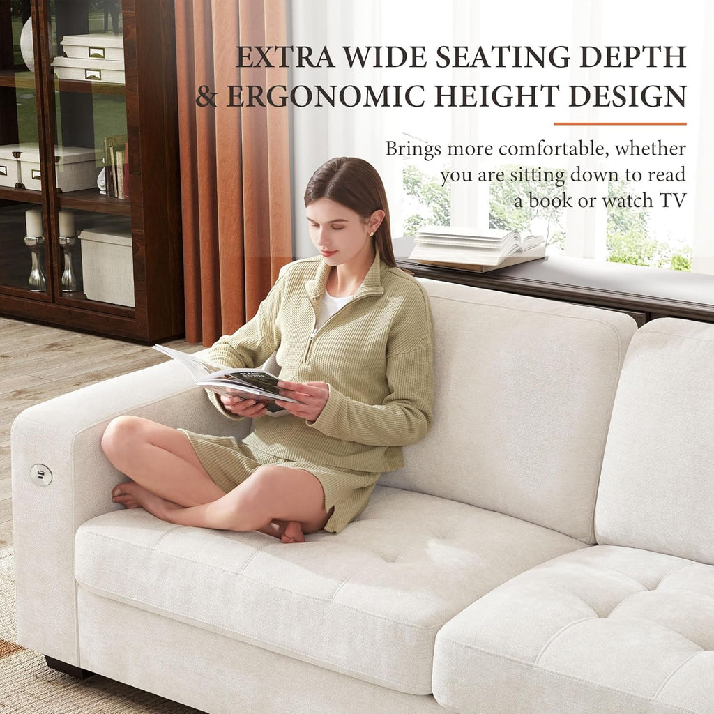 111.4 Inch L Shaped Modern Sofa Modular Cloud Sofa with Ottoman 4 Seater Chenille Deep Seat Sofa wourant