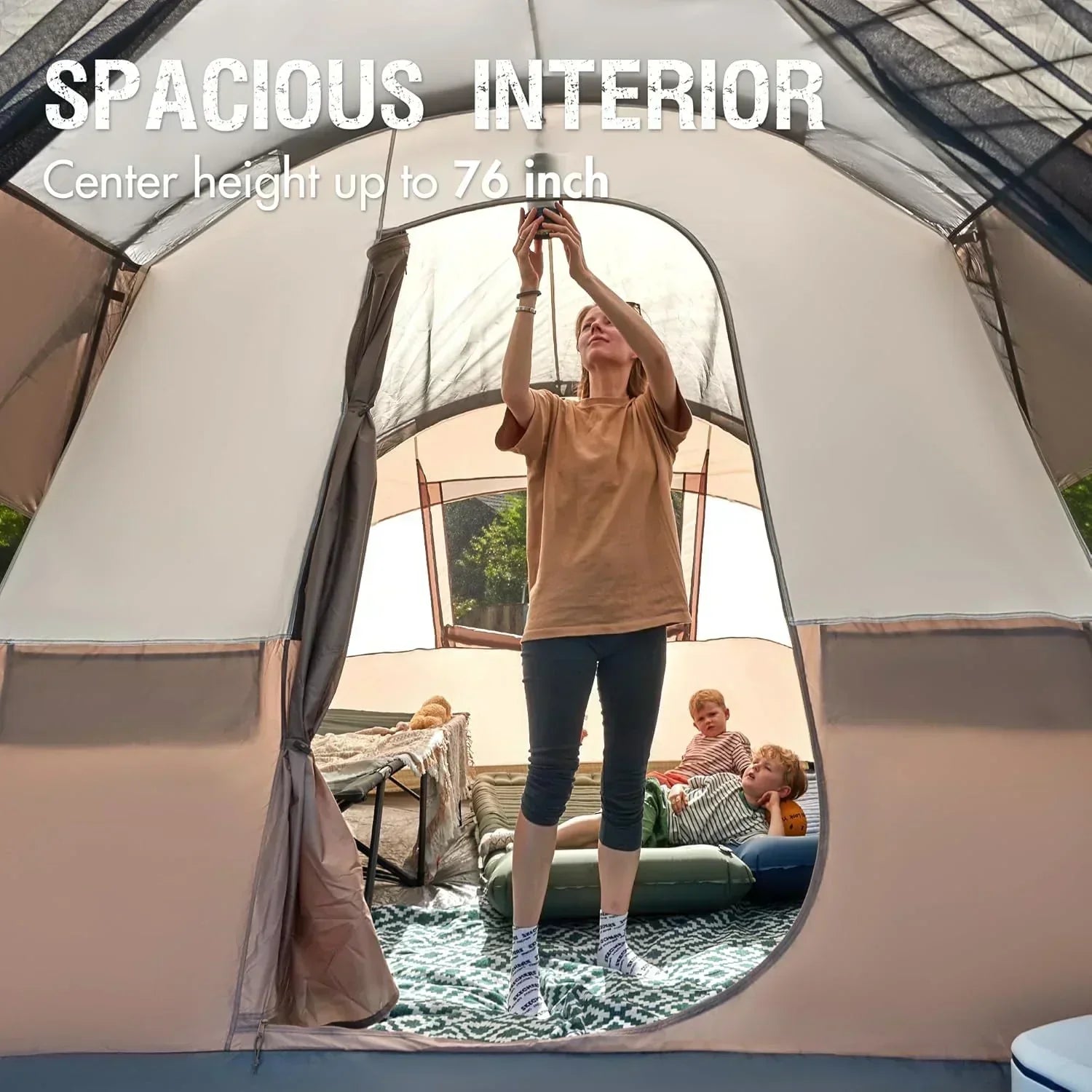 PORTAL 6/8/10 Person Family Camping Tent with Screen Room Water Resistant Big Tunnel Tent wourant