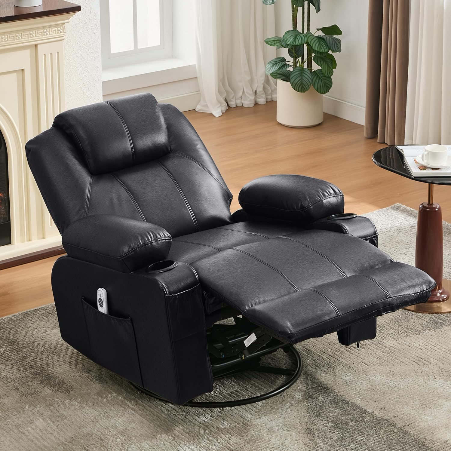 Large Swivel Rocking Recliner with Massage Function 360 Degree Swivel Rocking Single Sofa wourant