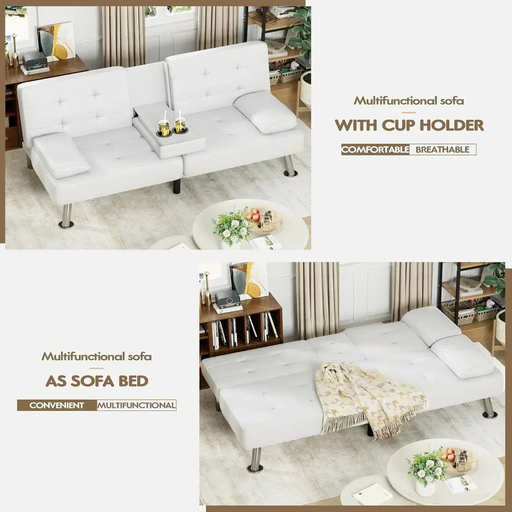 Homall Futon Sofa Bed Leather Futon Couch with Armrests Adjustable Recliner Sleeper Sofa Bed wourant