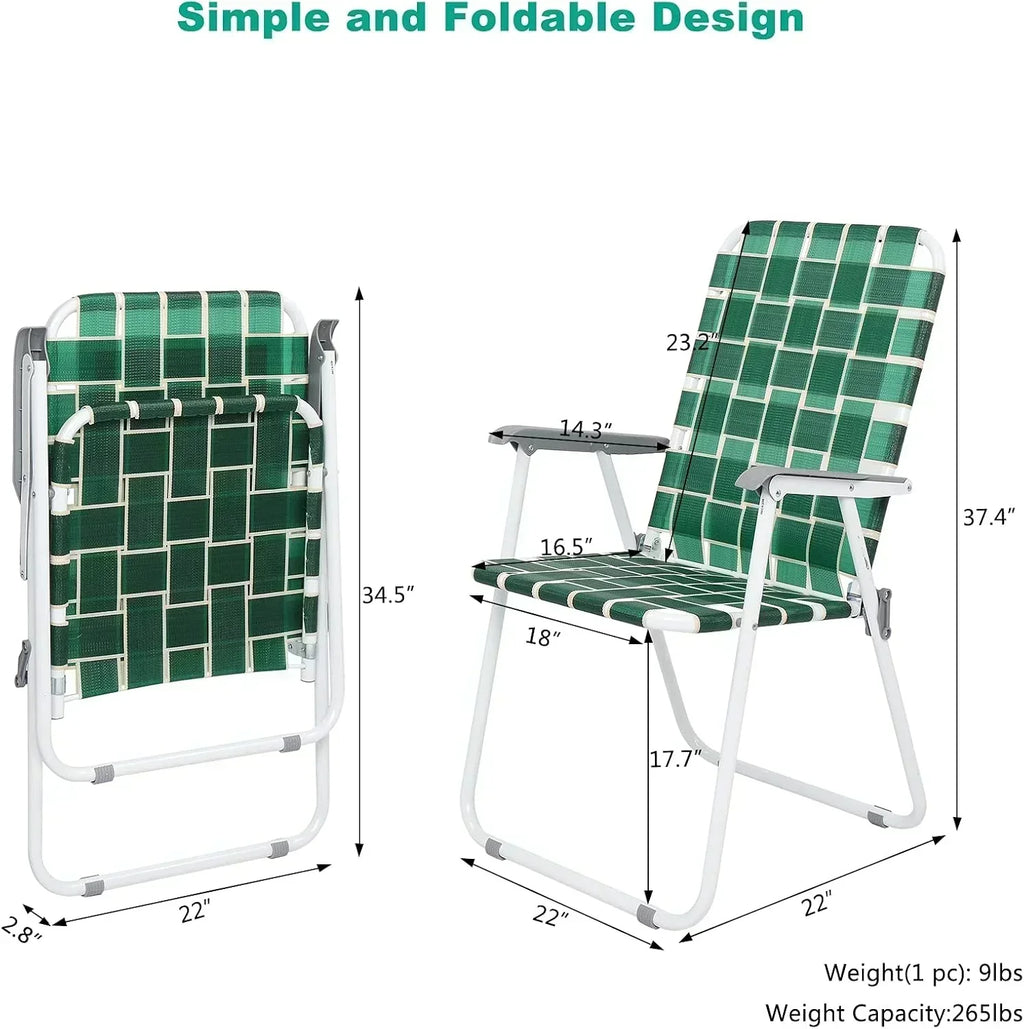 VINGLI Patio Lawn Webbed Folding Chairs Set of 2 Outdoor Beach Portable Lawn Chair wourant