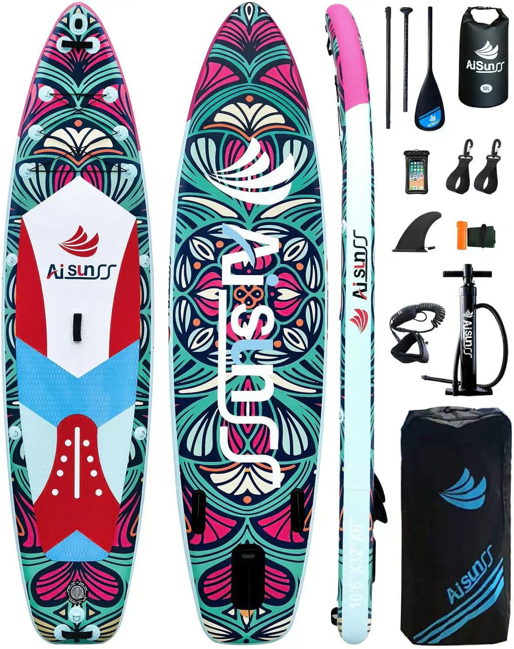 Inflatable wide SUP board with SUP carrying bag hand pump 10L waterproof bag wourant