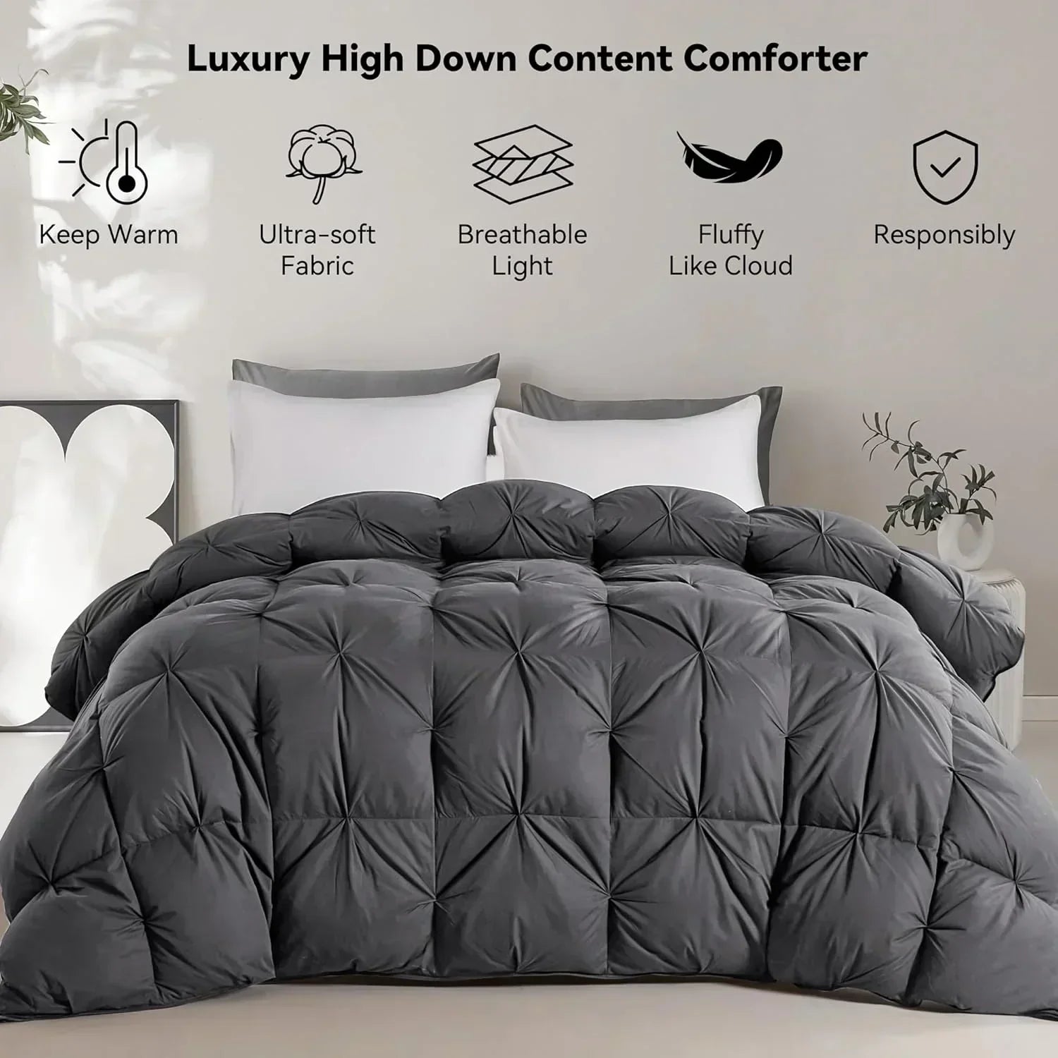 Premium Down Comforter 3D Baffle Box Design wourant