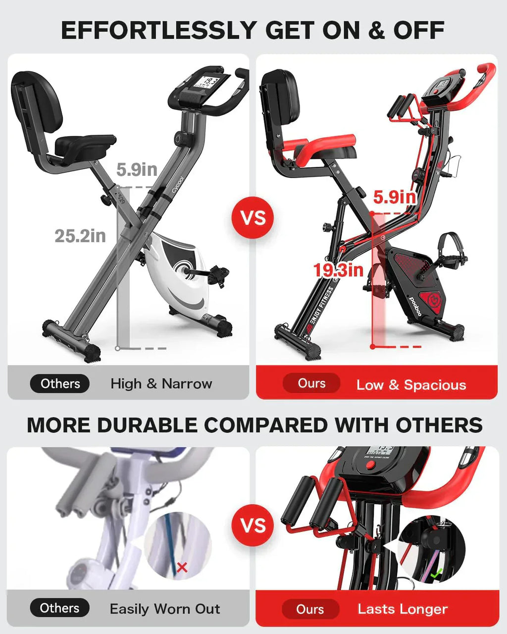 pooboo Folding Exercise Bike Foldable Fitness Stationary Bike Machine Upright Indoor Cycling Bike wourant