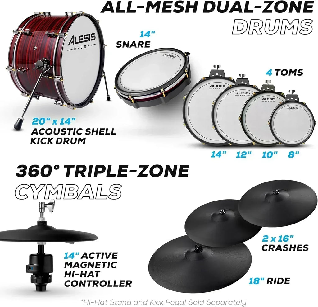 Alison Strata Prime Electronic Drum Set with Touch Screen Dual Area Grid Head wourant