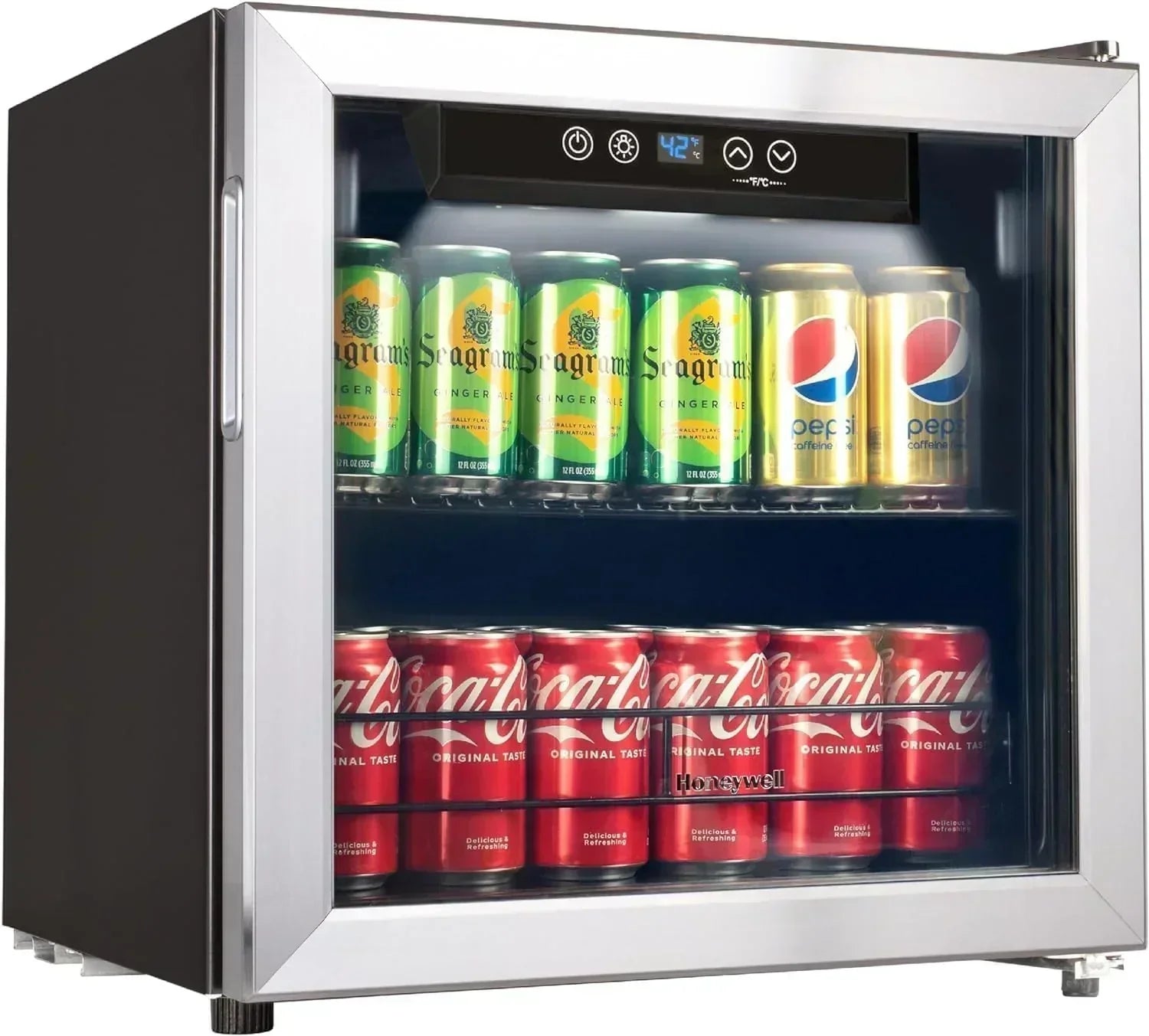 Beverage Refrigerator and Cooler 115 Can Mini Fridge with Glass Door for Soda Beer or Wine wourant