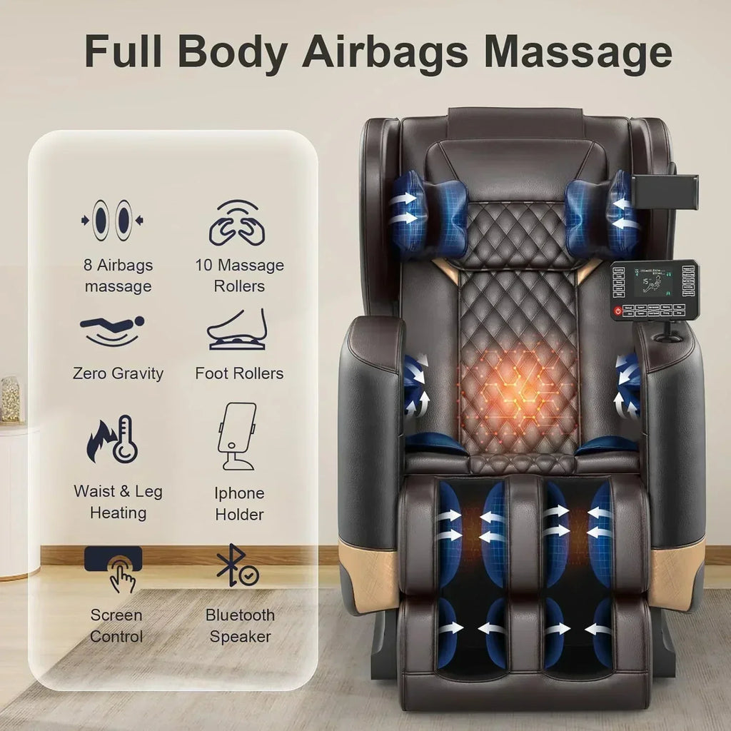 2025 Massage Chair Full Body Zero Gravity Massage Chair with 10 Fix Rollers Heating wourant