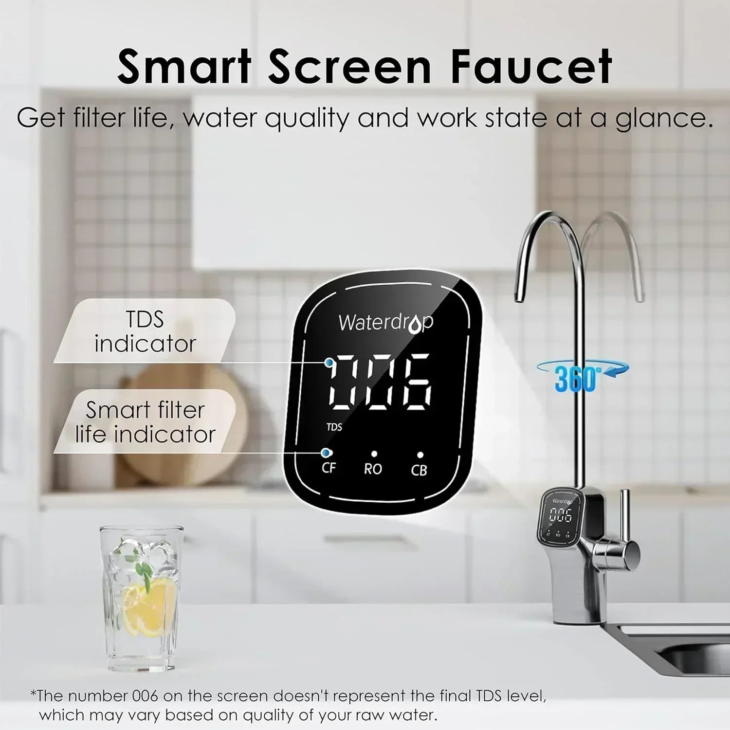 Waterdrop G3P600 reverse osmosis system Water filter Intelligent LED faucet wourant