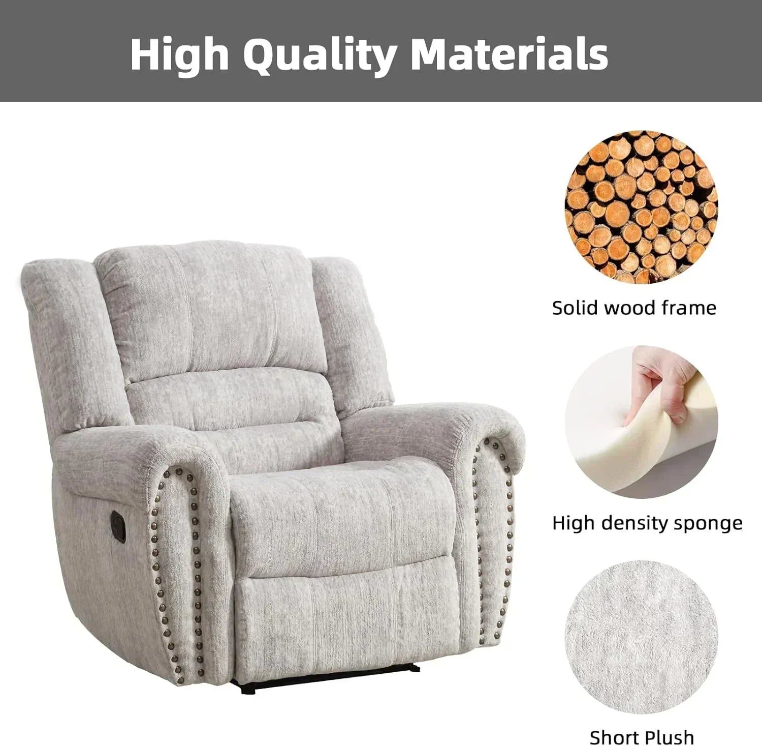 Leather recliner classic traditional manual recliner single sofa for living room wourant