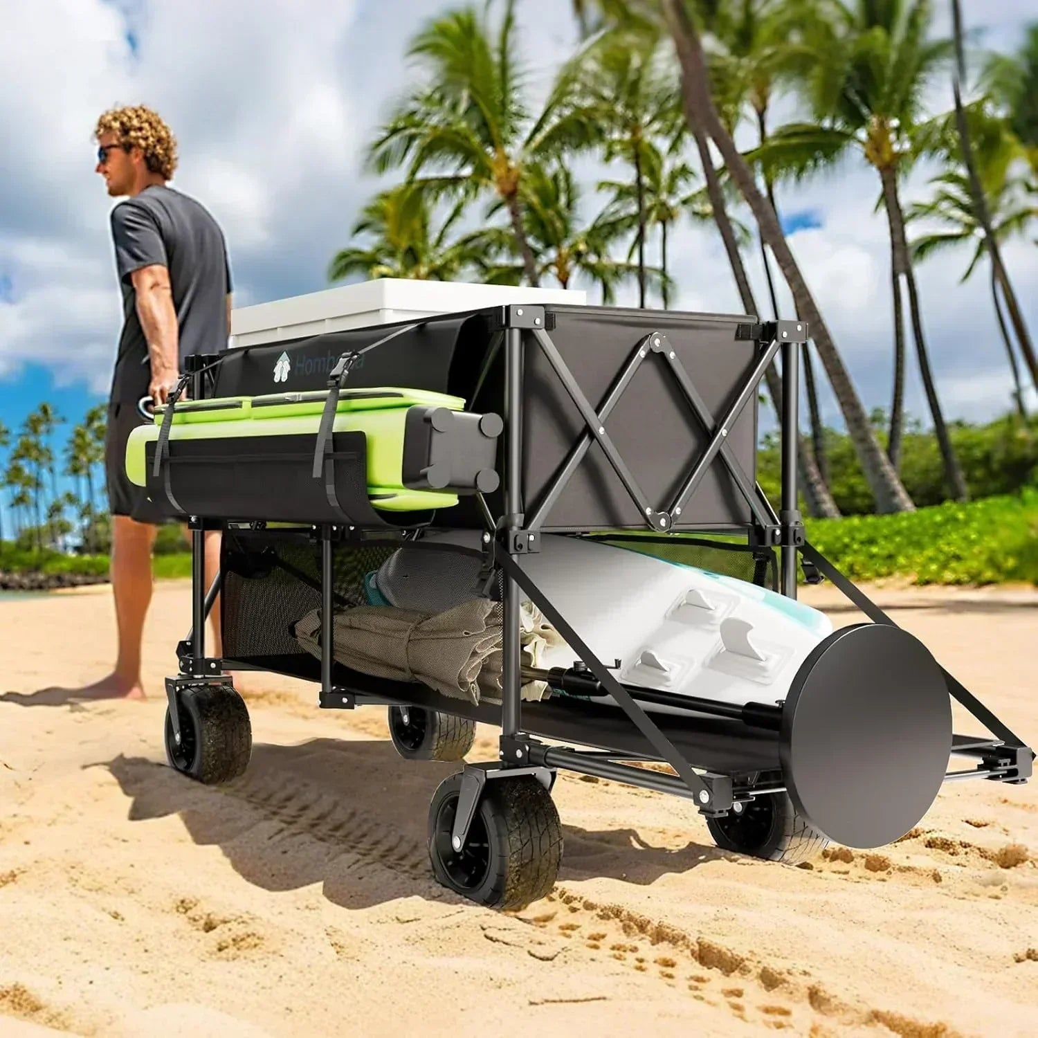 48" Extra Large Folding Travel Cart 560 lb Capacity 350 L Heavy Duty Utility Cart with Brakes wourant