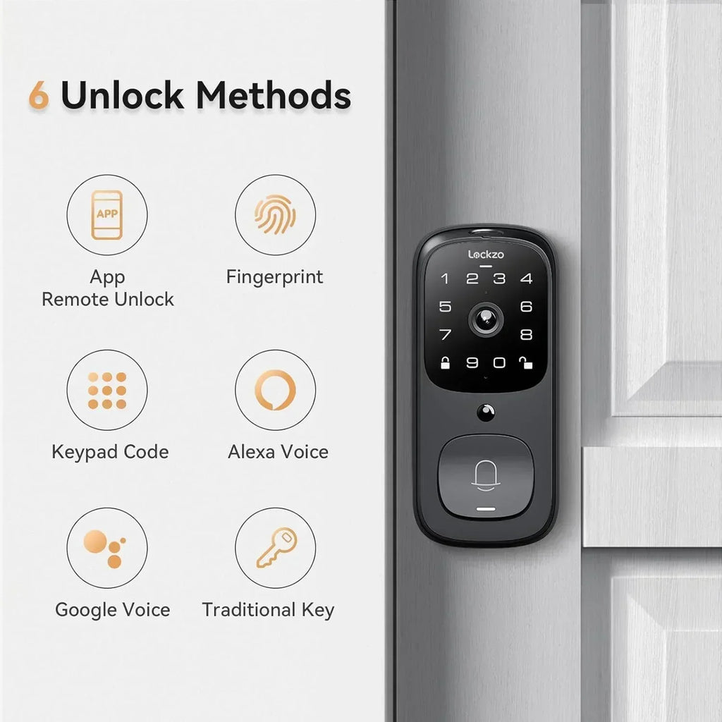 Video Smart Lock with Doorbell Keyless Entry Door Lock Built-in WiFi Camera Front Door wourant