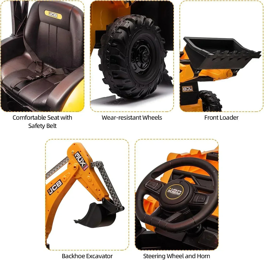 12V JCB Ride On Excavator Ride on Toys for Kids 4-8 Electric Car for Kids with Tractor wourant