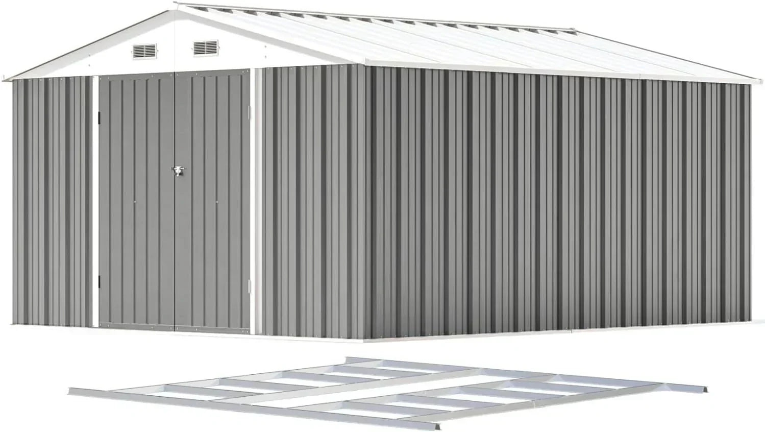 Patiowell 5x3 FT Outdoor Storage Shed Tool Shed with Sloping Roof and Lockable Door Metal Shed wourant