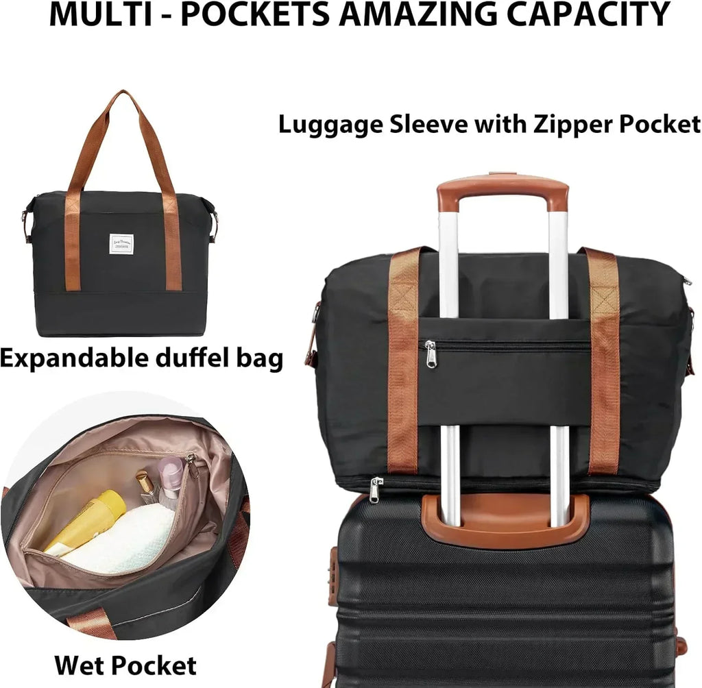 LONG VACATION 6 Piece Luggage Set Carry on Suitcase with ABS+PC hardshell Spinner Wheels wourant