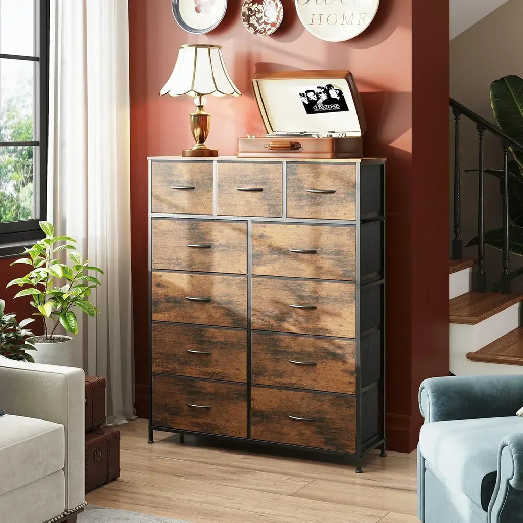 Storage Organizer Unit 11 Fabric Bins Storage Drawers Organizer Steel Frame Tall Storage Tower wourant