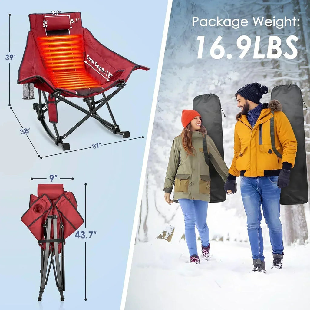 Heated Camping Chair Extra Large Heated Chair Outdoor Sports Chair with 3 Heat Levels on Back wourant