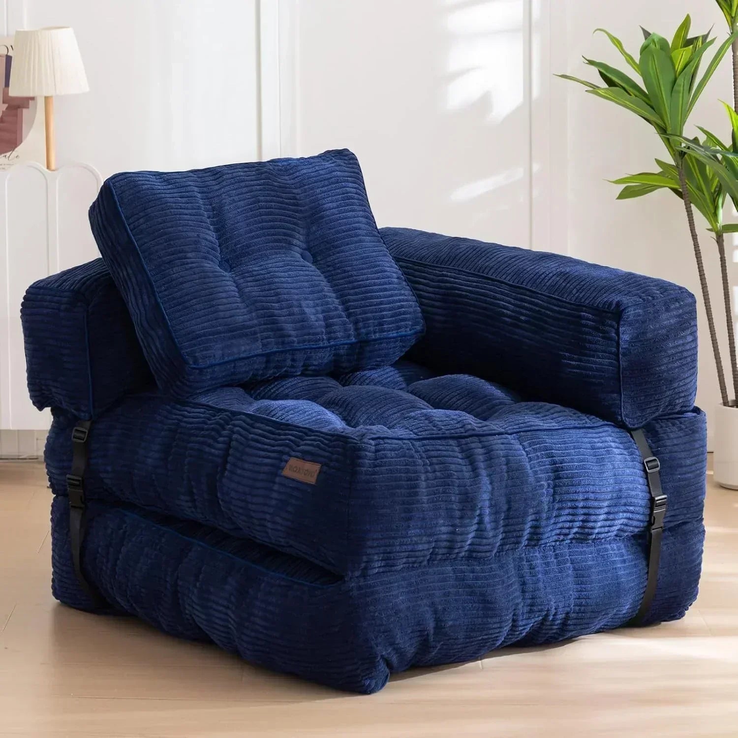 Folding Sofa Bed L-Shaped Convertible Sofa Bed with Armrests and Pillows wourant