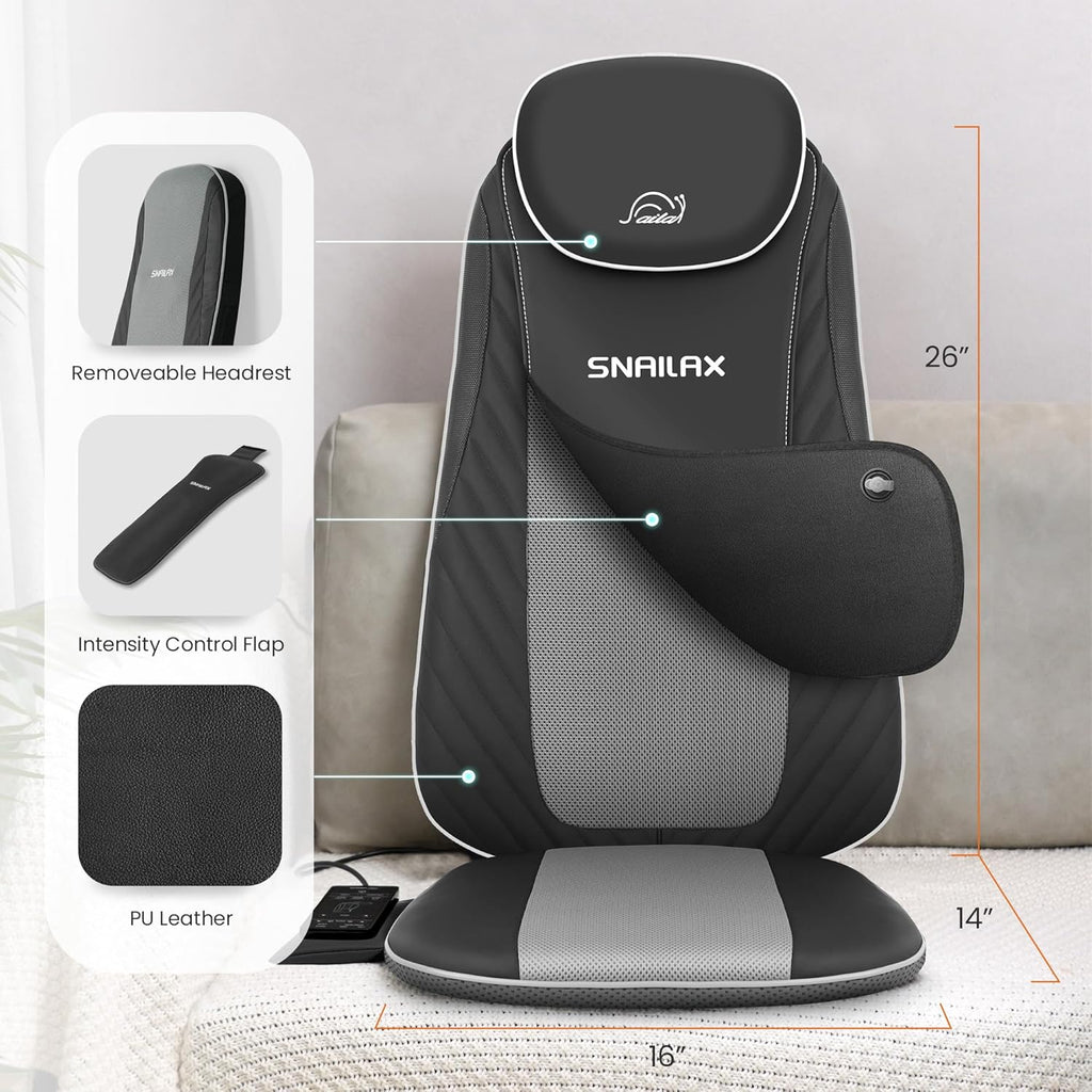Snailax Shiatsu Massage Cushion with Heat Massage Chair Pad Kneading Back Massager for Home wourant