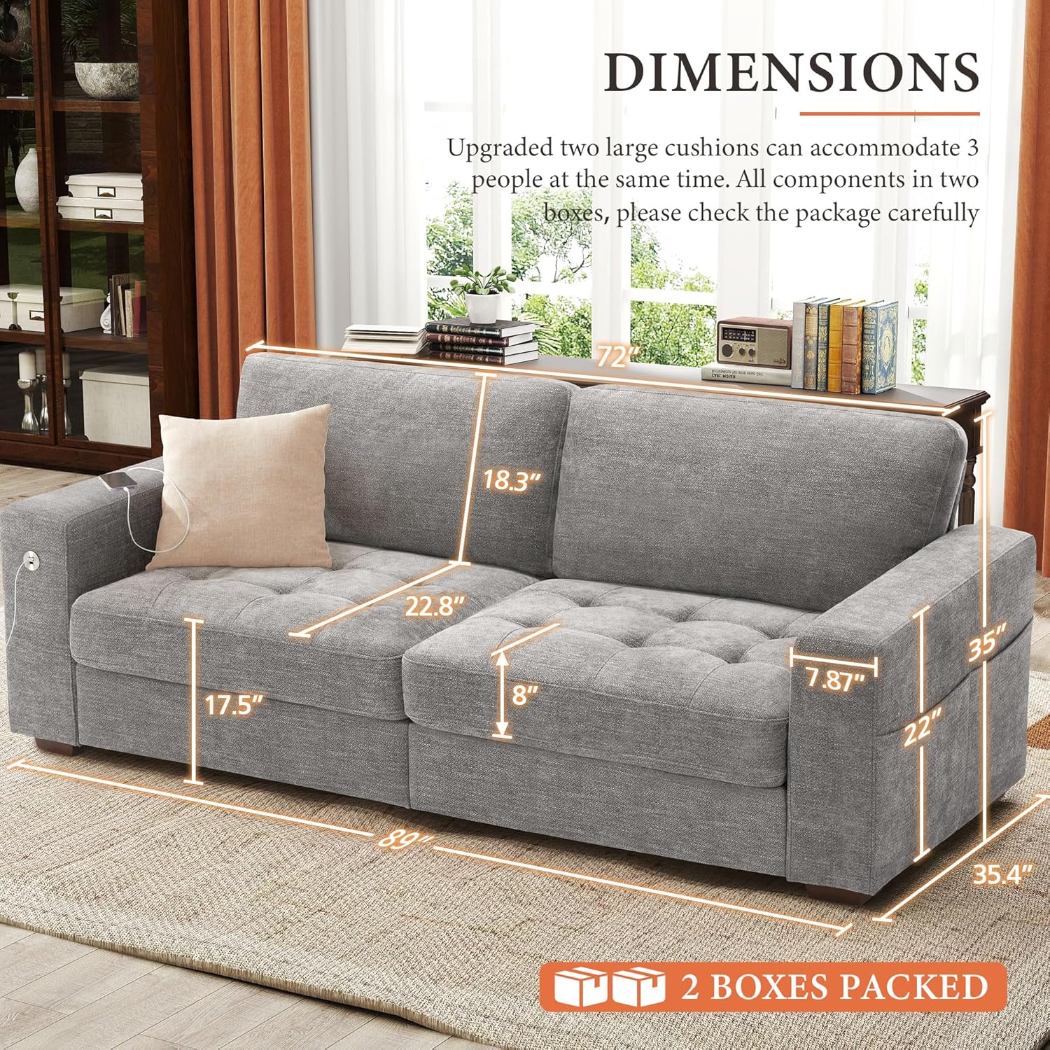 ihanherry 146-inch U-shaped modern sofa modular area cloud sofa wourant