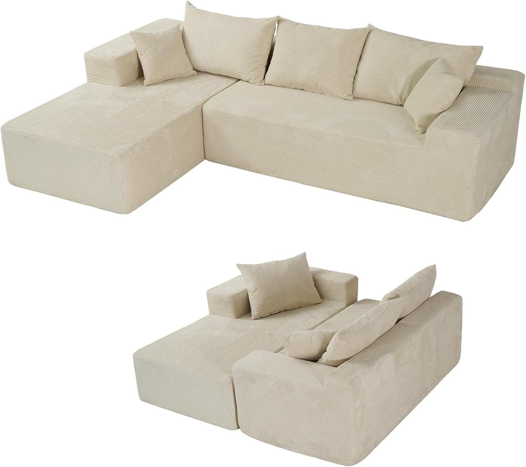 Cloud sofa with L-shaped lounge chair modern modular sofa with deep seats wourant