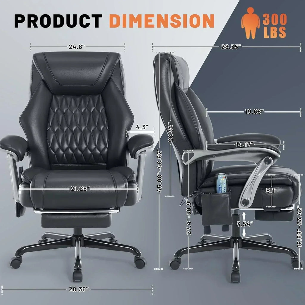 Massage Office Chair with Heating and Footrest Ergonomic Executive Reclining Office Chair wourant