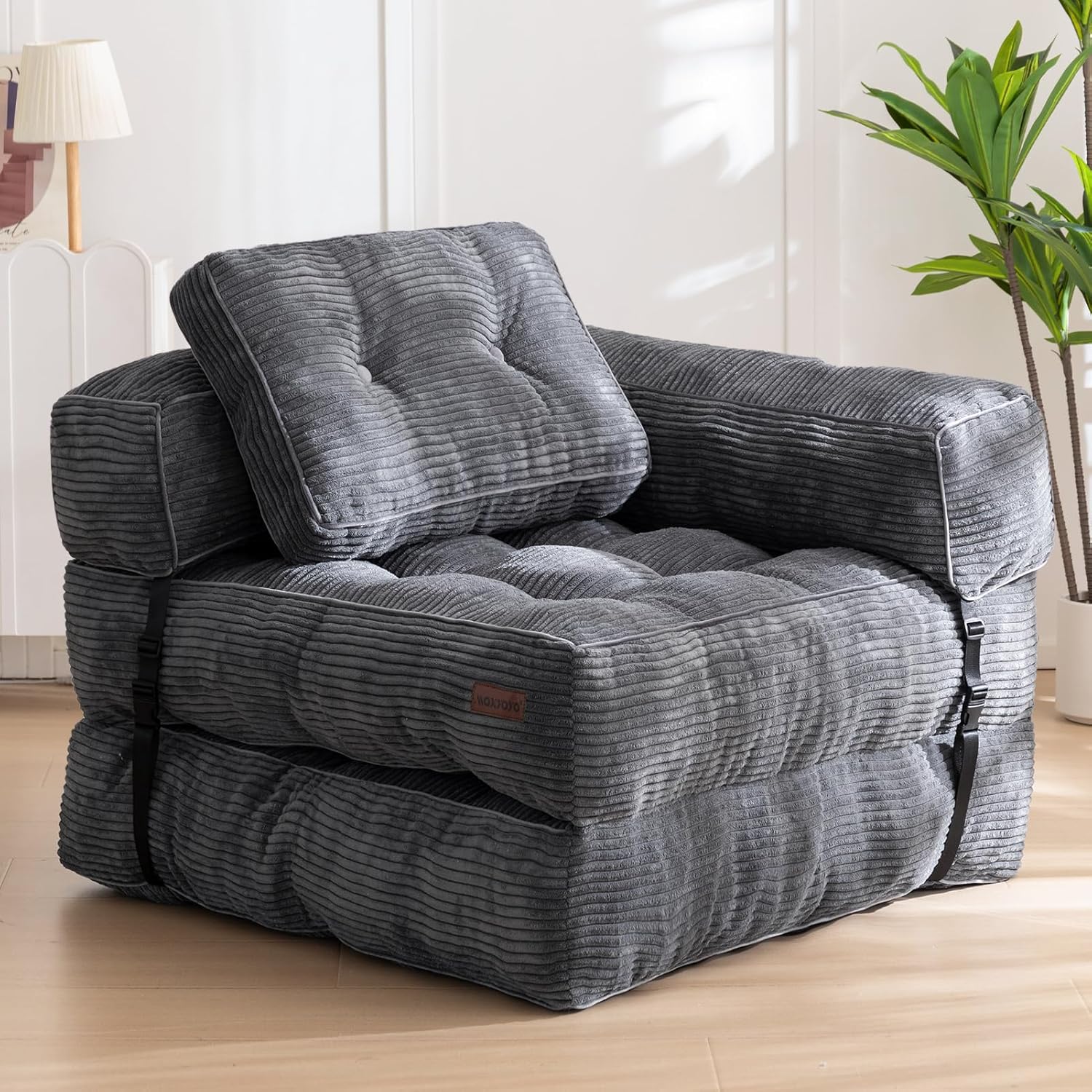 Folding Sofa Bed L-Shaped Convertible Sofa Bed with Armrests and Pillows wourant
