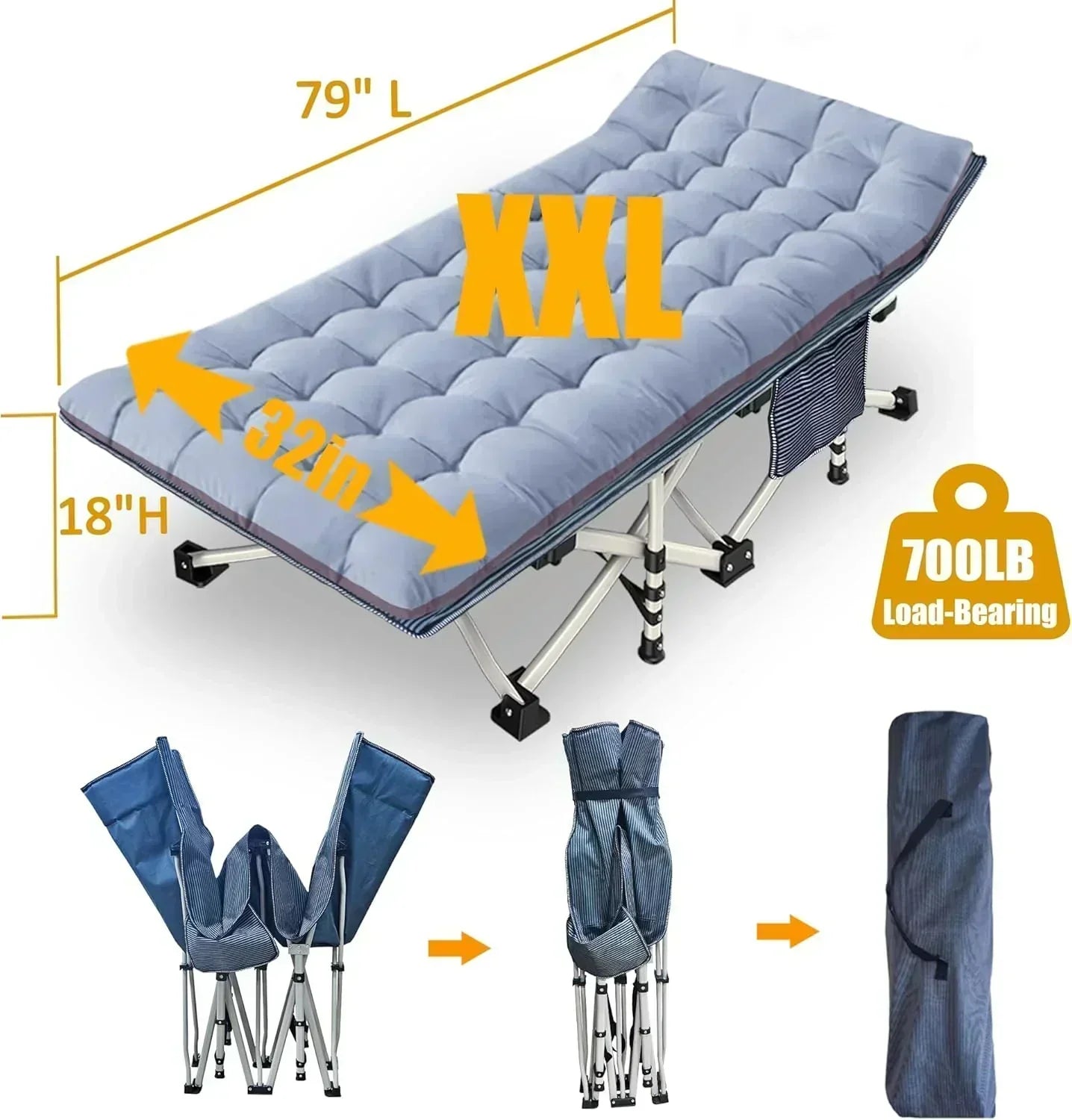 2-Pack Camping Cots with Mattress Comfortable Folding Bed Heavy Duty Baby Cot wourant