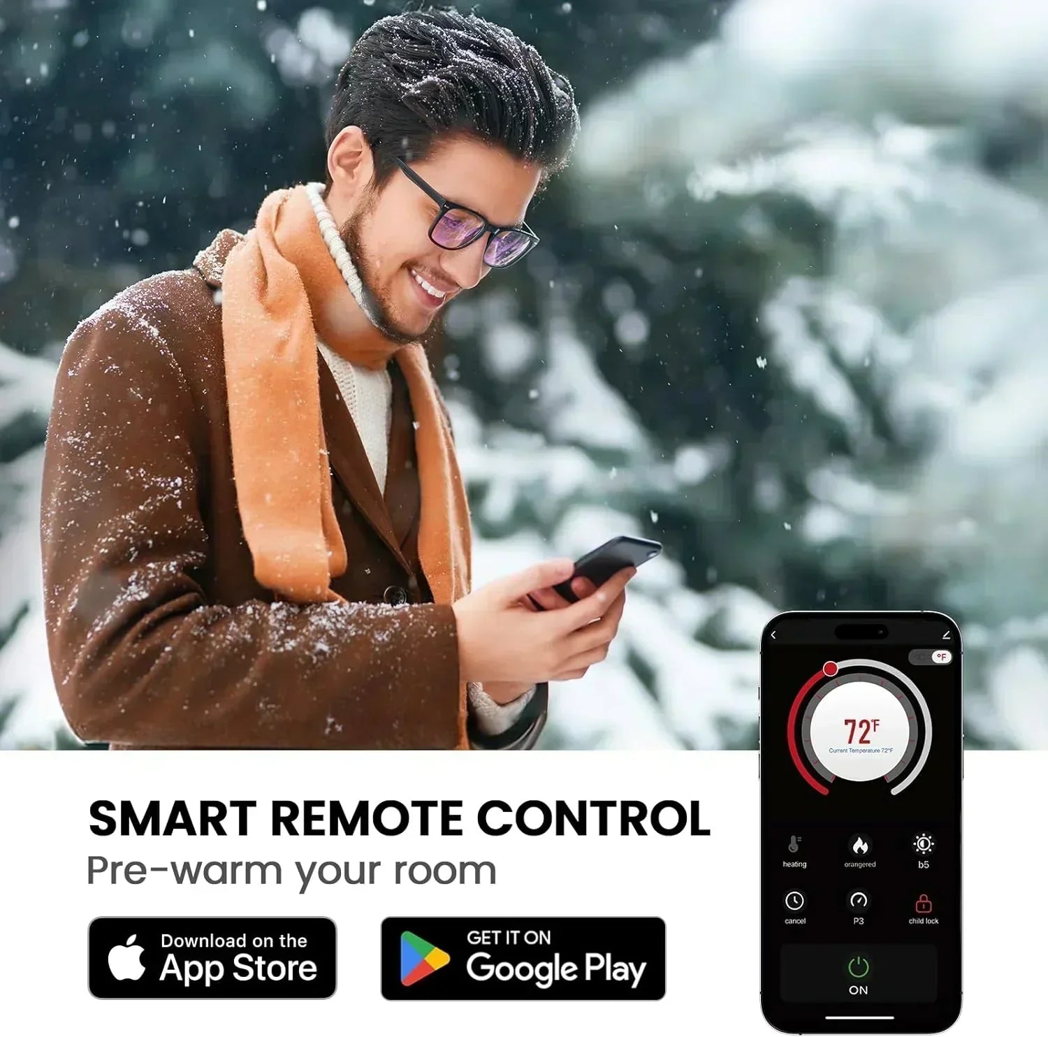 50" Smart Electric Fireplace 5300 BTU Heat Output Wall-Mount Built-In Electric Fireplace wourant