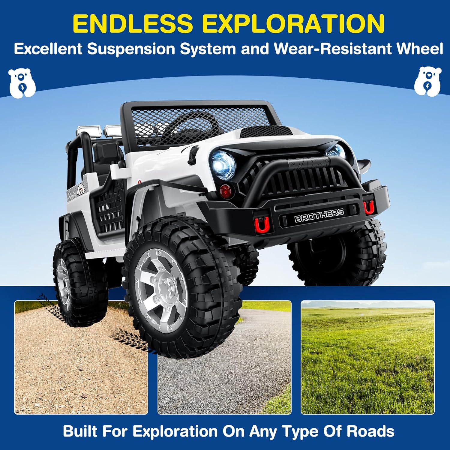 L8 Ride On Car 2 Seater 12V Kids Electric Car Remote Control 4-Wheel Suspension Bluetooth Speaker wourant