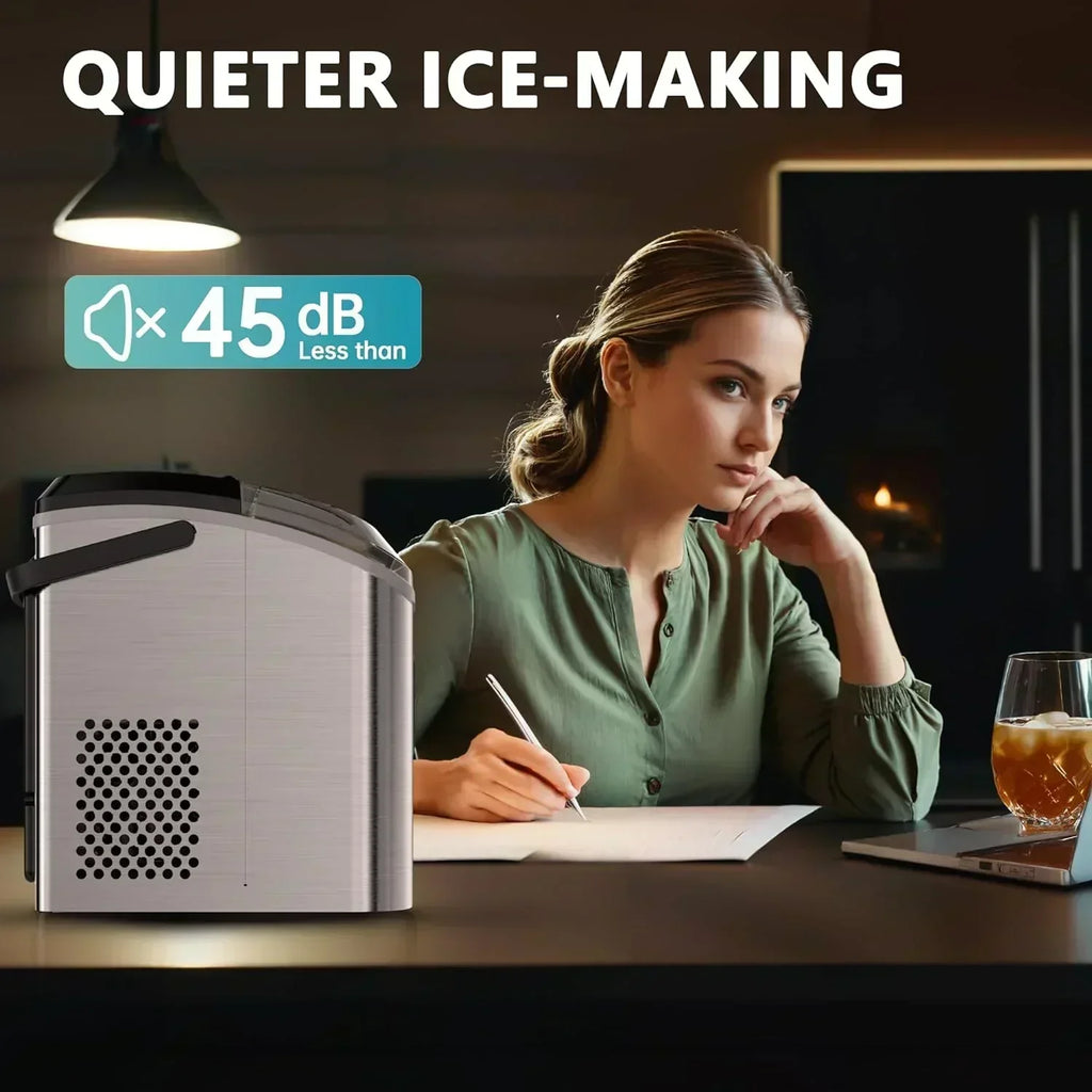 EUHOMY Nugget Ice Maker Countertop with Handle Ready 34lbs Per Day Removable Top Cover wourant