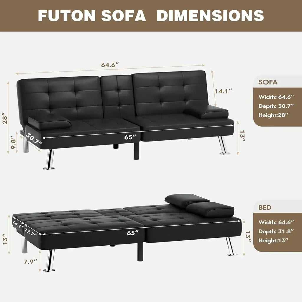 Homall Futon Sofa Bed Leather Futon Couch with Armrests Adjustable Recliner Sleeper Sofa Bed wourant