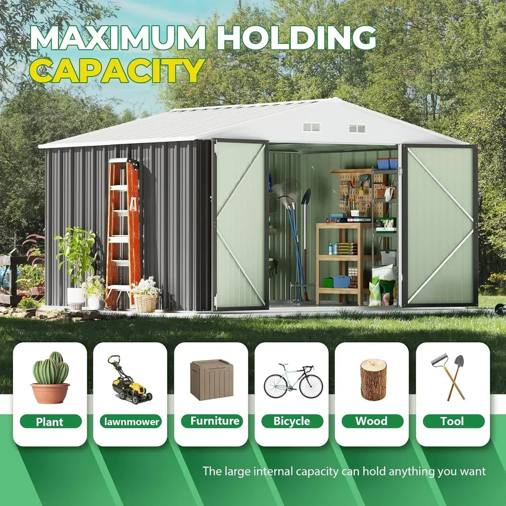 Devoko Outdoor Storage Shed Lockable Metal Garden Shed Steel Anti-Corrosion Storage House wourant