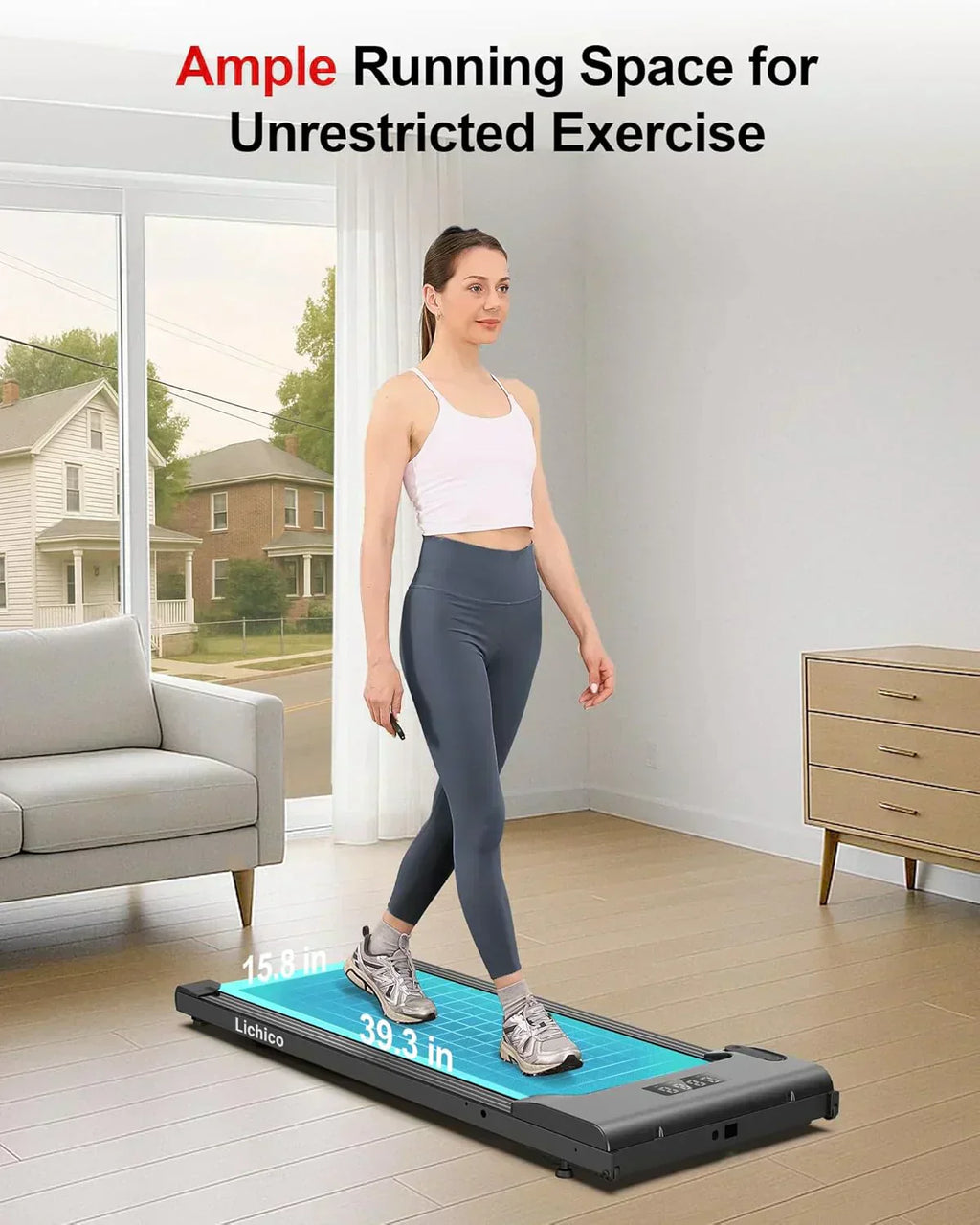 Lichico Walking Pad Under Desk Treadmill Ultra-Quiet Brushless Electric Jogging Treadmill wourant
