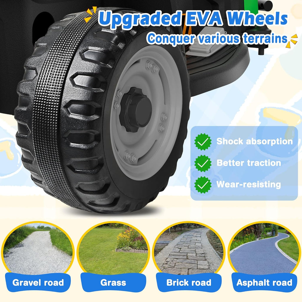 24V Ride On Tractor Tiltable Detachable Trailer 2x65W Motors EVA Tires Remote Control wourant