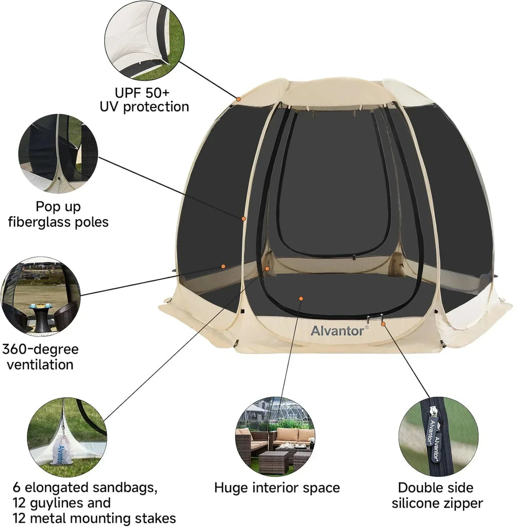 Alvantor Screen House Gazebo Pop Up Igloo Screened Canopy Tent with Mosquito Netting Sides wourant